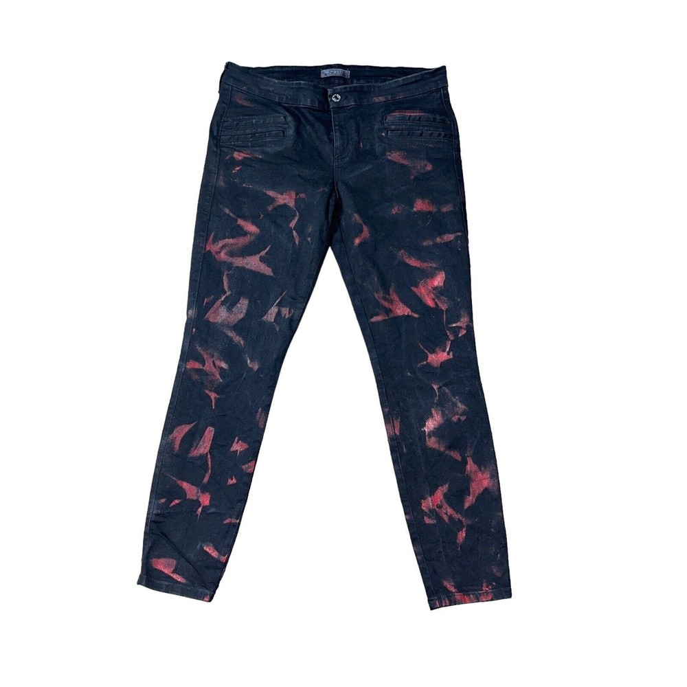 Guess 1981 Skinny Mid Rise Black Red Coated Stretched Jeans Women's XL